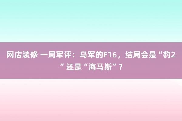 网店装修 一周军评：乌军的F16，结局会是“豹2”还是“海马斯”？