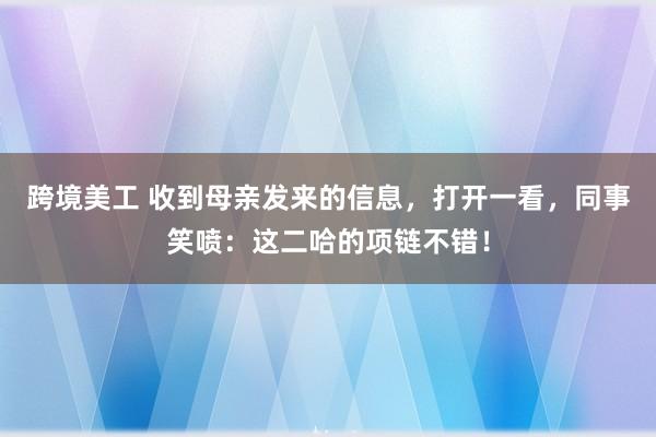 跨境美工 收到母亲发来的信息，打开一看，同事笑喷：这二哈的项链不错！