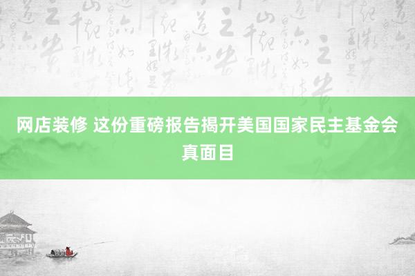 网店装修 这份重磅报告揭开美国国家民主基金会真面目