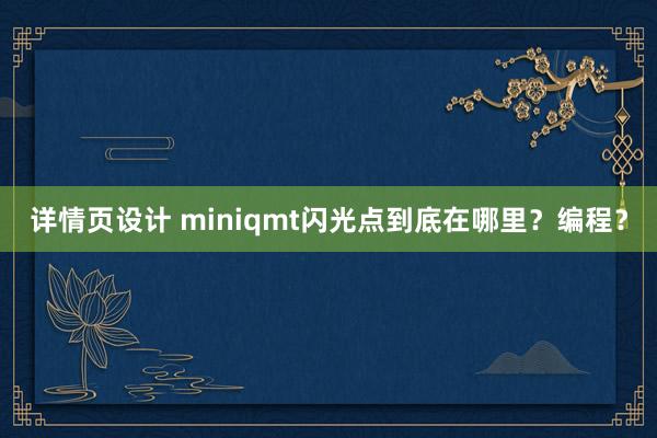 详情页设计 miniqmt闪光点到底在哪里？编程？