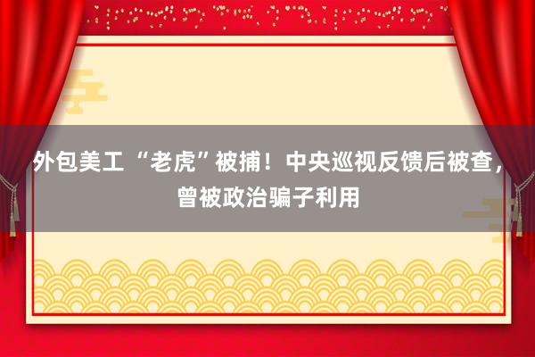 外包美工 “老虎”被捕！中央巡视反馈后被查，曾被政治骗子利用