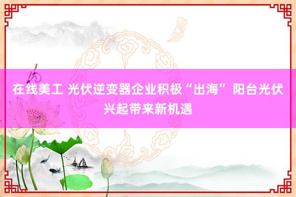 在线美工 光伏逆变器企业积极“出海” 阳台光伏兴起带来新机遇